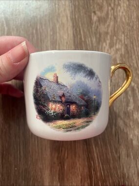 Thomas Kinkade White Porcelain Moonlight Cottage Mug